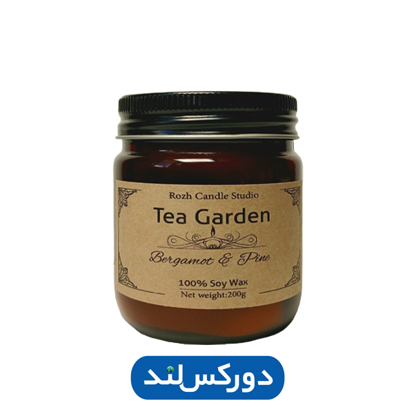 شمع دکوراتیو و معطر TEA GARDEN با رایحه برگاموت و کاج و موم بهداشتی سویا