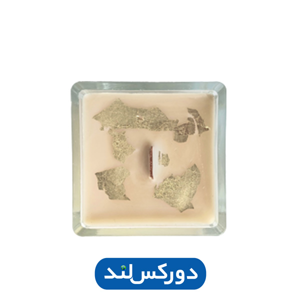شمع دکوراتیو و معطر وانیلی با ظرف شیشه‌ای Vanilla Scented Candle (مربع)