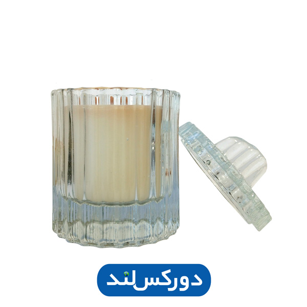 شمع دکوراتیو و معطر وانیلی با ظرف شیشه‌ای Vanilla Scented Candle (کوچک)
