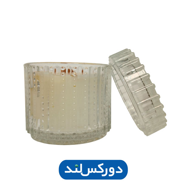 شمع دکوراتیو و معطر وانیلی با ظرف شیشه‌ای Vanilla Scented Candle (متوسط)